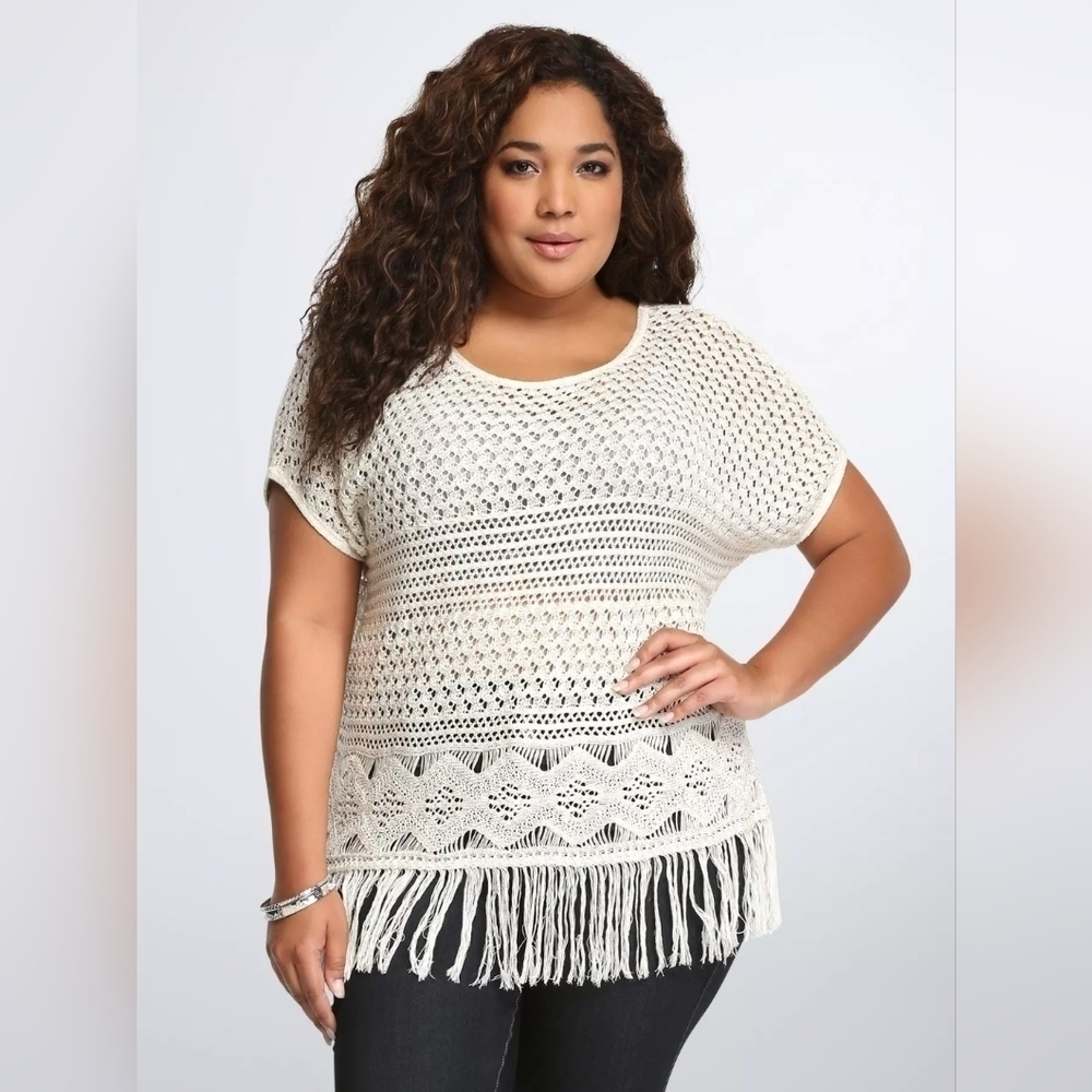 Torrid Open Stitch Fringe Sweater